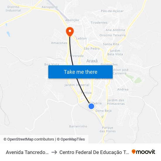 Avenida Tancredo Neves, 852 | Minax to Centro Federal De Educação Técnica - Cefet - Campus Araxá map