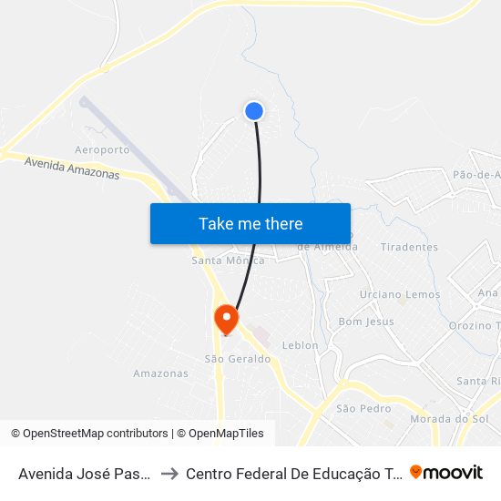 Avenida José Passos De Oliveira, 688 to Centro Federal De Educação Técnica - Cefet - Campus Araxá map