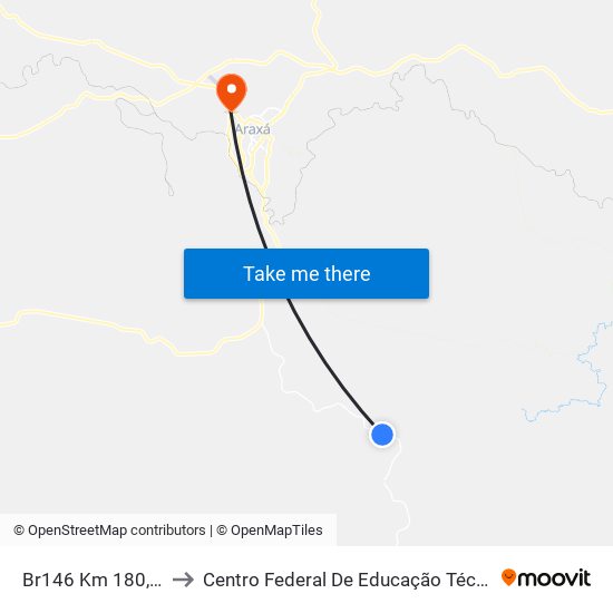 Br146 Km 180,0 | Sentido Sul to Centro Federal De Educação Técnica - Cefet - Campus Araxá map