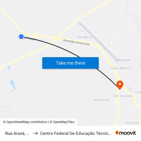 Rua Araxá, 444 | Finta to Centro Federal De Educação Técnica - Cefet - Campus Araxá map