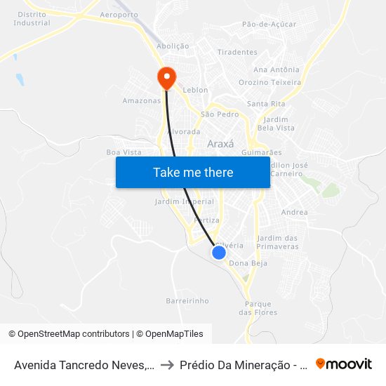 Avenida Tancredo Neves, 852 | Minax to Prédio Da Mineração - Cefet Araxá map