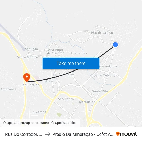 Rua Do Corredor, 920 to Prédio Da Mineração - Cefet Araxá map