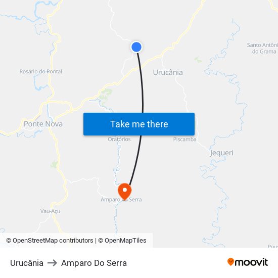 Urucânia to Amparo Do Serra map