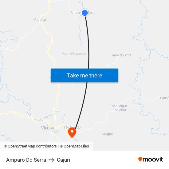 Amparo Do Serra to Cajuri map