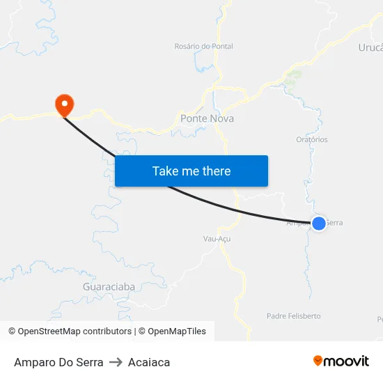 Amparo Do Serra to Acaiaca map