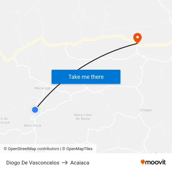 Diogo De Vasconcelos to Acaiaca map