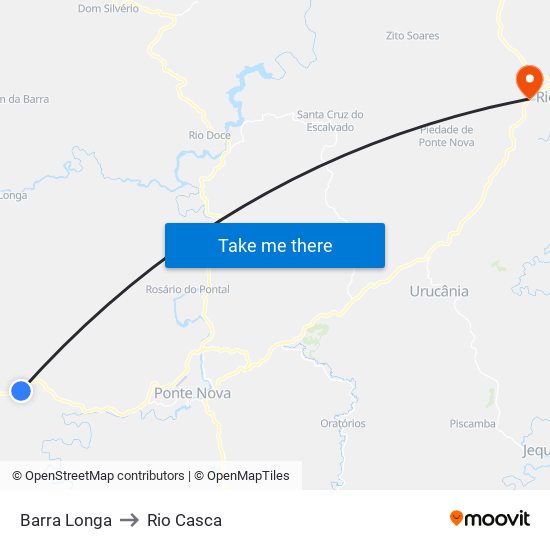 Barra Longa to Rio Casca map