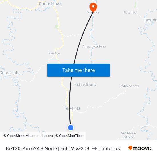 Br-120, Km 624,8 Norte | Entr. Vcs-209 to Oratórios map