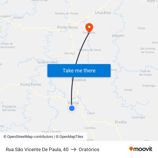 Rua São Vicente De Paula, 40 to Oratórios map