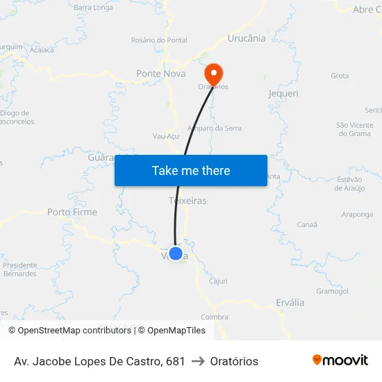 Av. Jacobe Lopes De Castro, 681 to Oratórios map