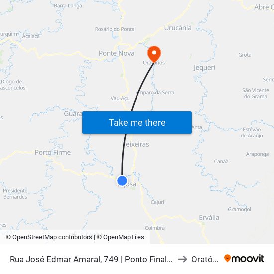 Rua José Edmar Amaral, 749 | Ponto Final Da Barrinha to Oratórios map