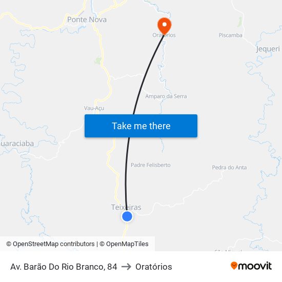 Av. Barão Do Rio Branco, 84 to Oratórios map