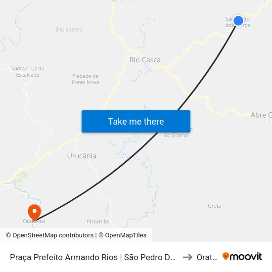 Praça Prefeito Armando Rios | São Pedro Dos Ferros Sentido Rio Casca to Oratórios map
