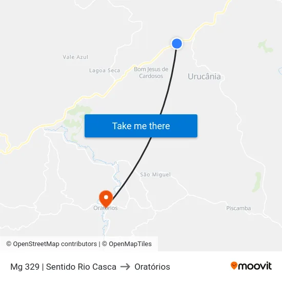 Mg 329 | Sentido Rio Casca to Oratórios map
