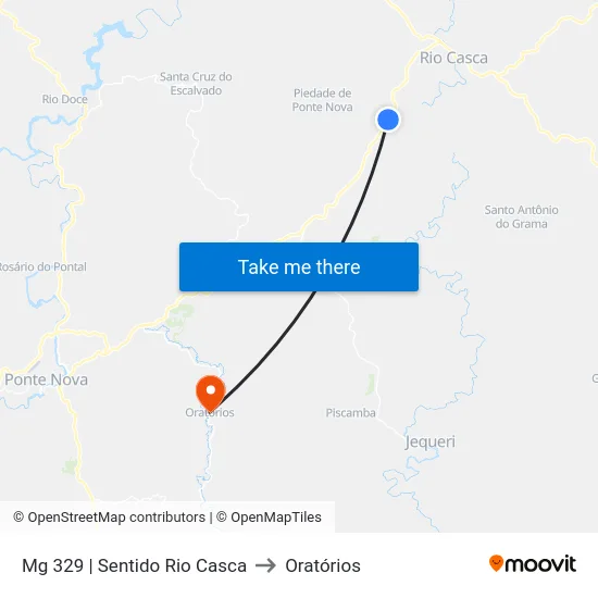 Mg 329 | Sentido Rio Casca to Oratórios map