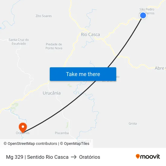 Mg 329 | Sentido Rio Casca to Oratórios map