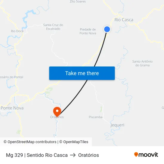Mg 329 | Sentido Rio Casca to Oratórios map