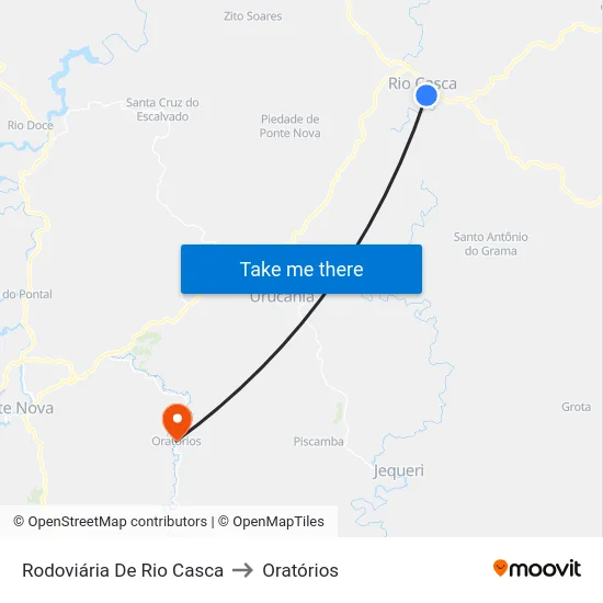 Rodoviária De Rio Casca to Oratórios map