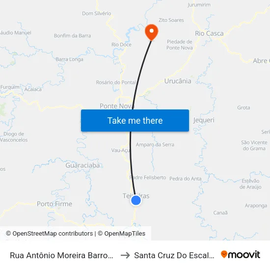 Rua Antônio Moreira Barros, 151 to Santa Cruz Do Escalvado map