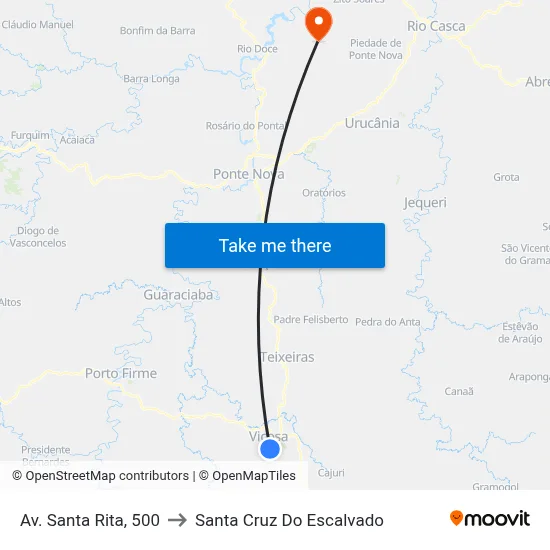 Av. Santa Rita, 500 to Santa Cruz Do Escalvado map