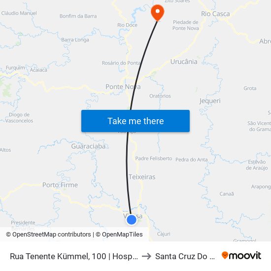 Rua Tenente Kümmel, 100 | Hospital São Sebastião to Santa Cruz Do Escalvado map