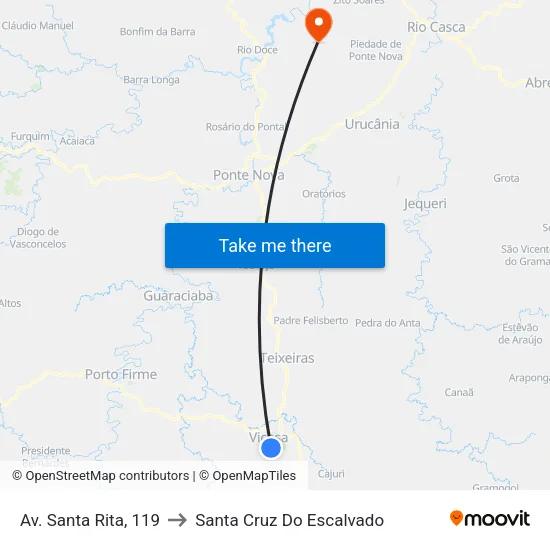 Av. Santa Rita, 119 to Santa Cruz Do Escalvado map