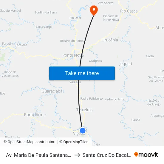 Av. Maria De Paula Santana, 3635 to Santa Cruz Do Escalvado map