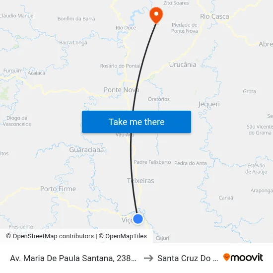 Av. Maria De Paula Santana, 2382 | Clube Campestre to Santa Cruz Do Escalvado map