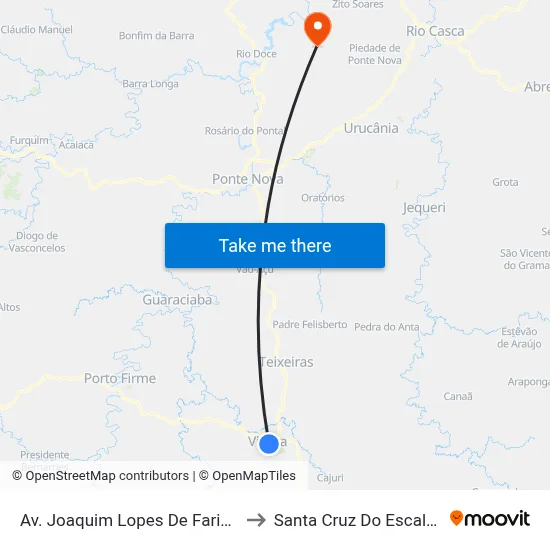 Av. Joaquim Lopes De Faria, 240 to Santa Cruz Do Escalvado map