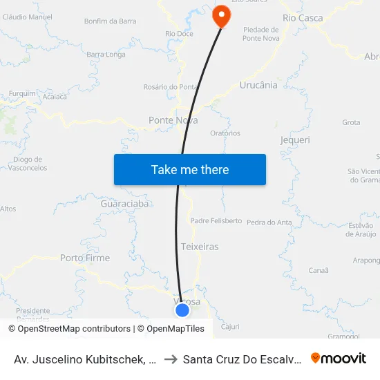 Av. Juscelino Kubitschek, 775 to Santa Cruz Do Escalvado map
