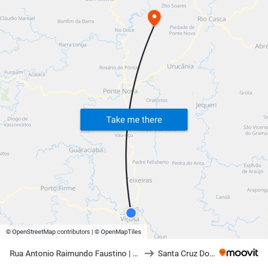 Rua Antonio Raimundo Faustino | Ponto Final Do Vau-Açu to Santa Cruz Do Escalvado map