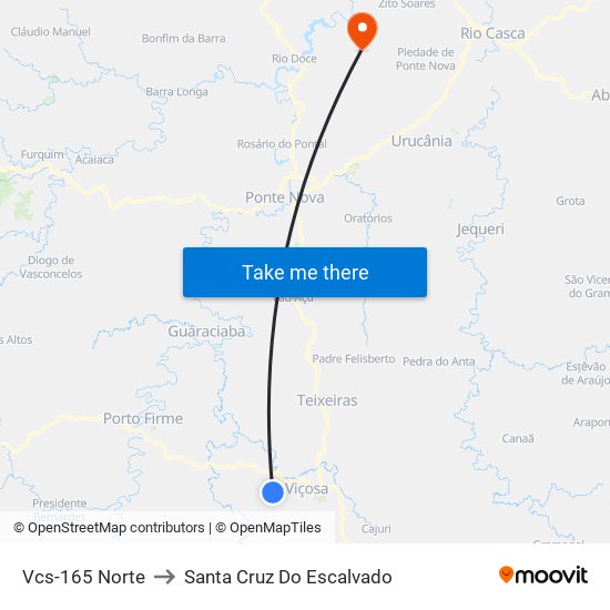 Vcs-165 Norte to Santa Cruz Do Escalvado map