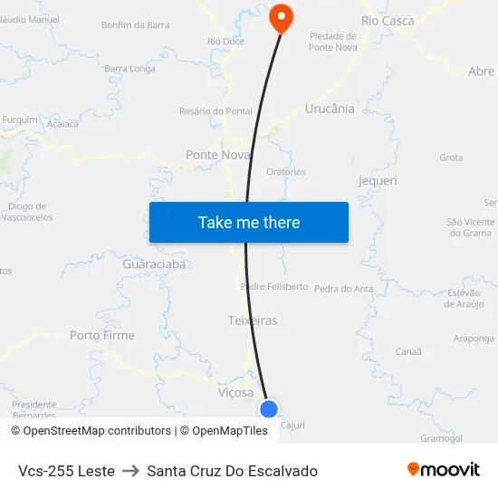 Vcs-255 Leste to Santa Cruz Do Escalvado map