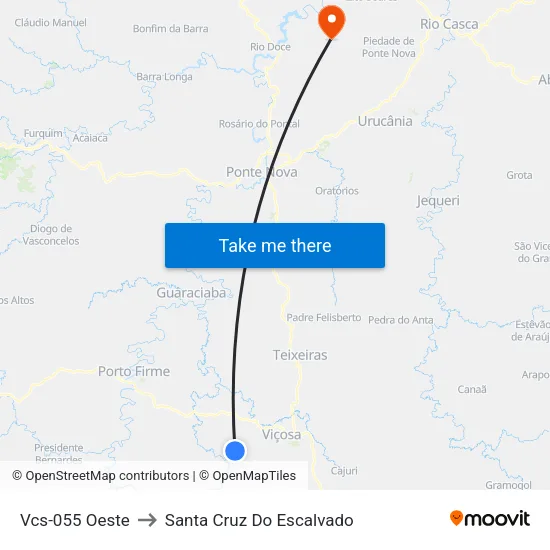 Vcs-055 Oeste to Santa Cruz Do Escalvado map