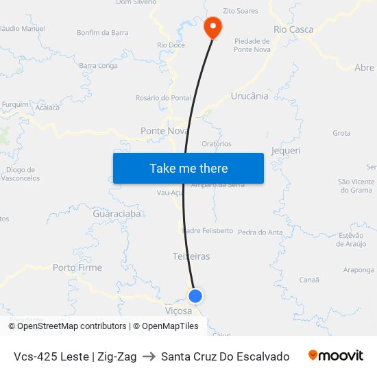 Vcs-425 Leste | Zig-Zag to Santa Cruz Do Escalvado map