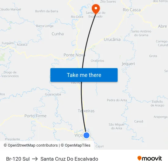 Br-120 Sul to Santa Cruz Do Escalvado map