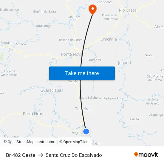 Br-482 Oeste to Santa Cruz Do Escalvado map