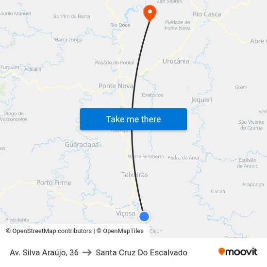 Av. Silva Araújo, 36 to Santa Cruz Do Escalvado map
