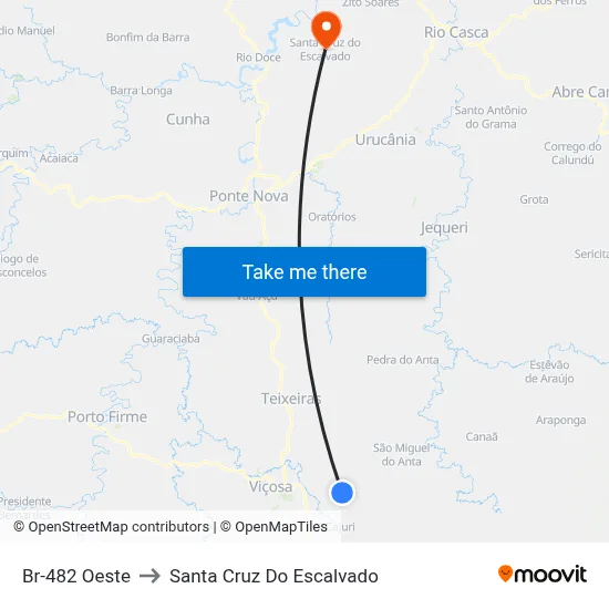 Br-482 Oeste to Santa Cruz Do Escalvado map