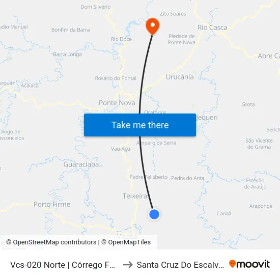 Vcs-020 Norte | Córrego Fundo to Santa Cruz Do Escalvado map