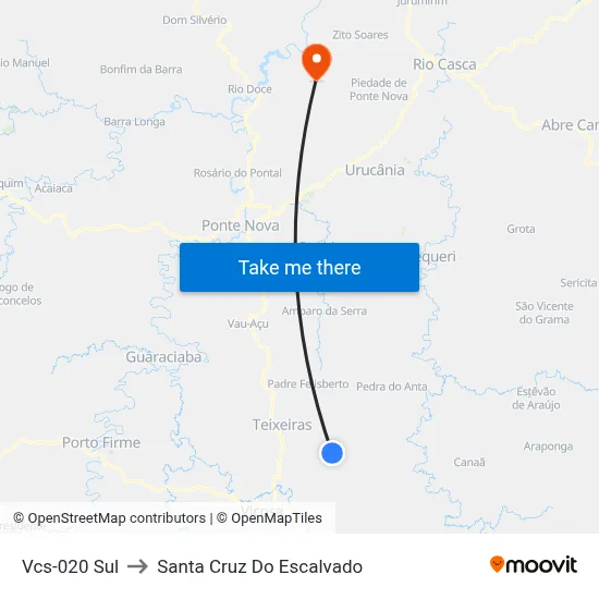 Vcs-020 Sul to Santa Cruz Do Escalvado map