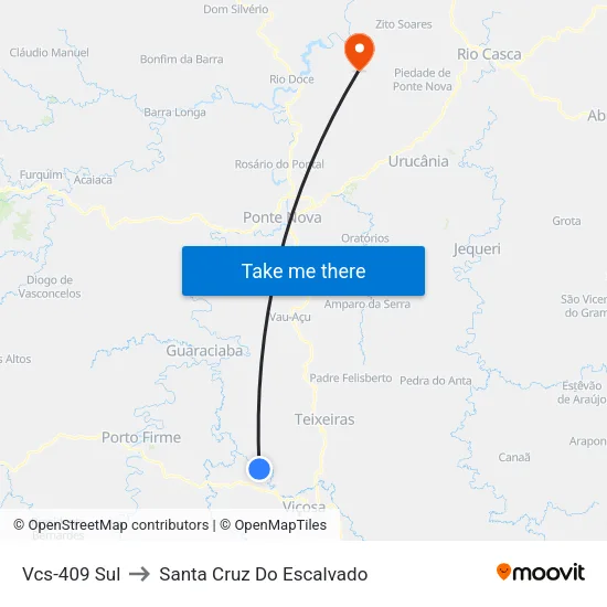 Vcs-409 Sul to Santa Cruz Do Escalvado map