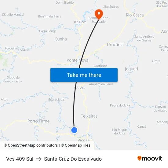 Vcs-409 Sul to Santa Cruz Do Escalvado map