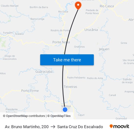 Av. Bruno Martinho, 200 to Santa Cruz Do Escalvado map