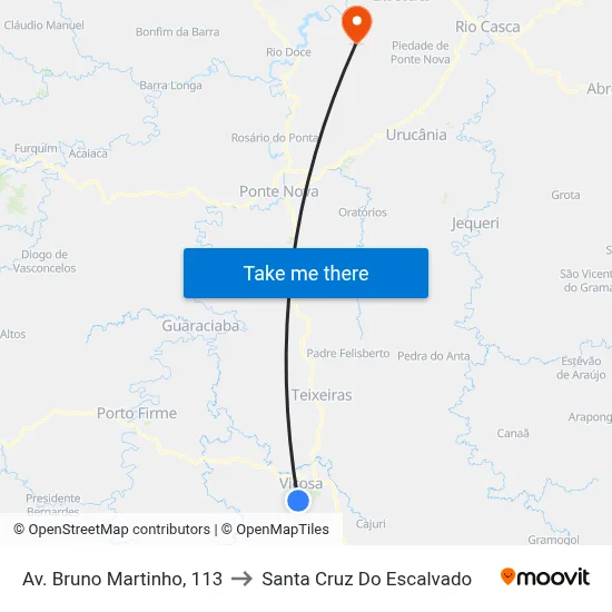 Av. Bruno Martinho, 113 to Santa Cruz Do Escalvado map