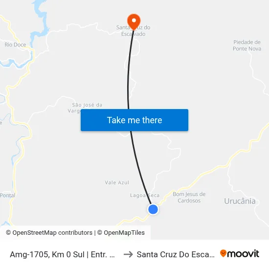 Amg-1705, Km 0 Sul | Entr. Mg-329 to Santa Cruz Do Escalvado map