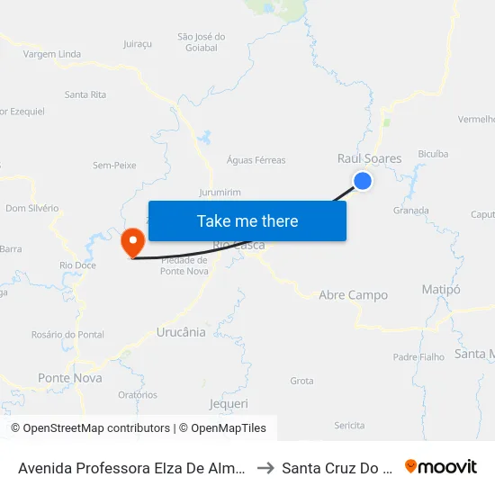 Avenida Professora Elza De Almeida Bacelar, 2100 to Santa Cruz Do Escalvado map