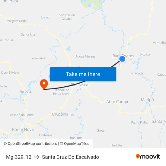 Mg-329, 12 to Santa Cruz Do Escalvado map
