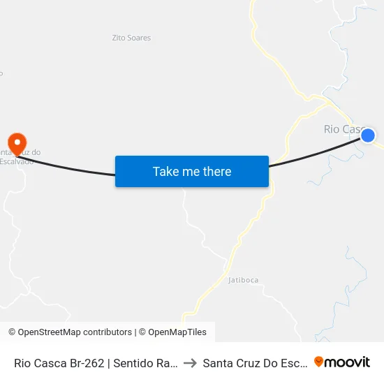 Rio Casca Br-262 | Sentido Raul Soares to Santa Cruz Do Escalvado map