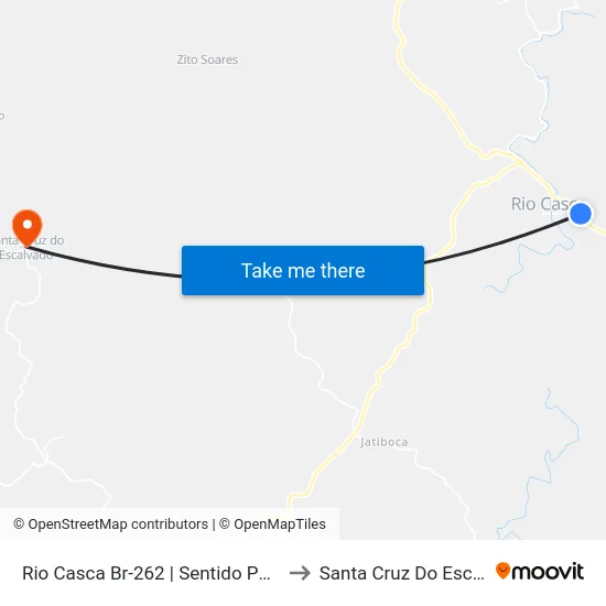 Rio Casca Br-262 | Sentido Ponte Nova to Santa Cruz Do Escalvado map